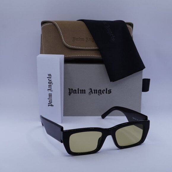 Palm Angels PERI002 PALM 1018 Rectangle Sunglasses - Black/Yellow - Picture 1 of 10
